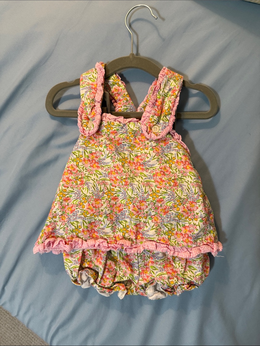 Pink Floral Girls' Matching Set - Ruffled Tank and Bloomers